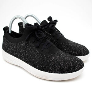 FitFlop UBERKNIT Slip-On Black Rhinestone F-Sporty Sneakers Size 7.5